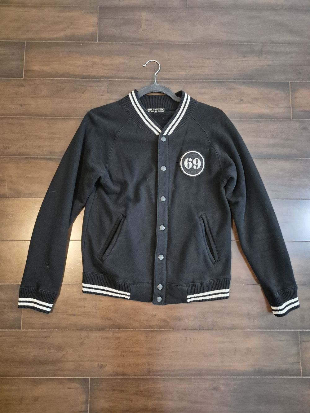 Hell Cat Punks J Fashion 69 Varsity Jacket In Black X White Size Small